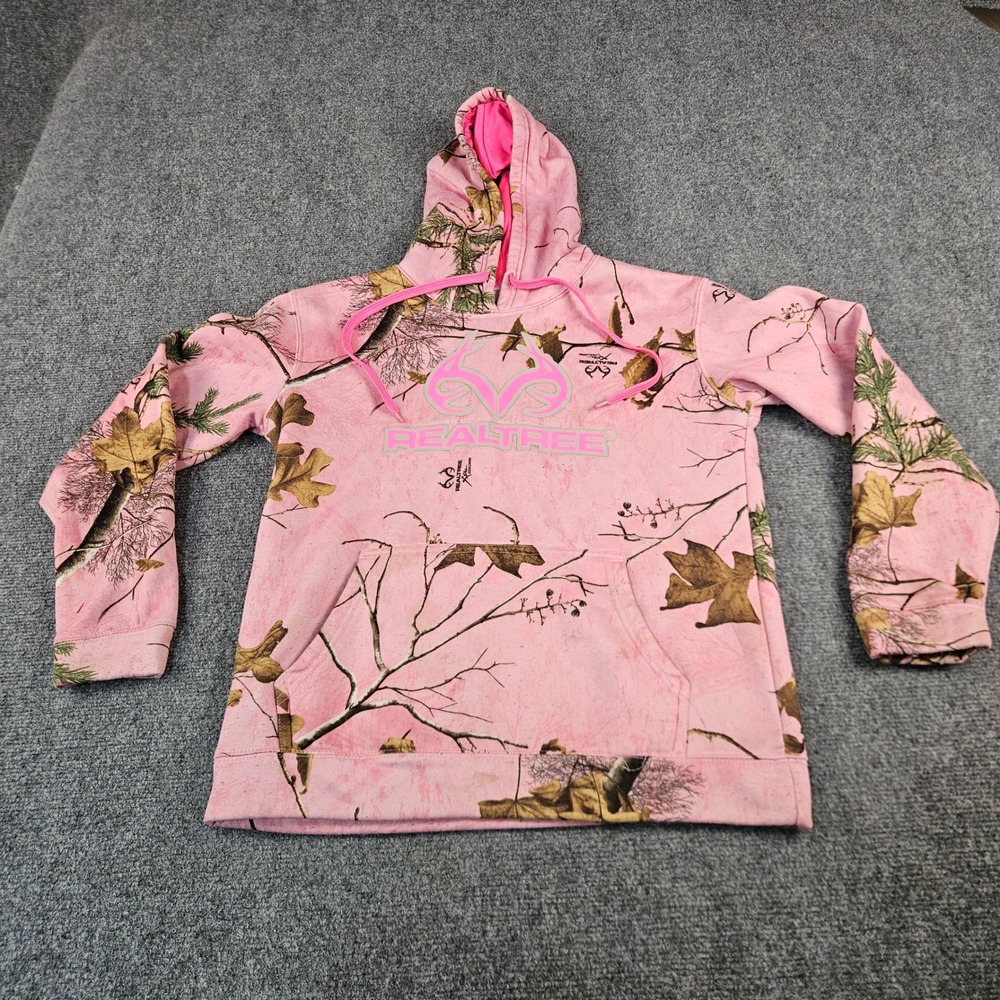 Realtree Xtra Colors Pink Camo Hoodie Girls Small 4-6 Pullover Fleece Sweatshirt